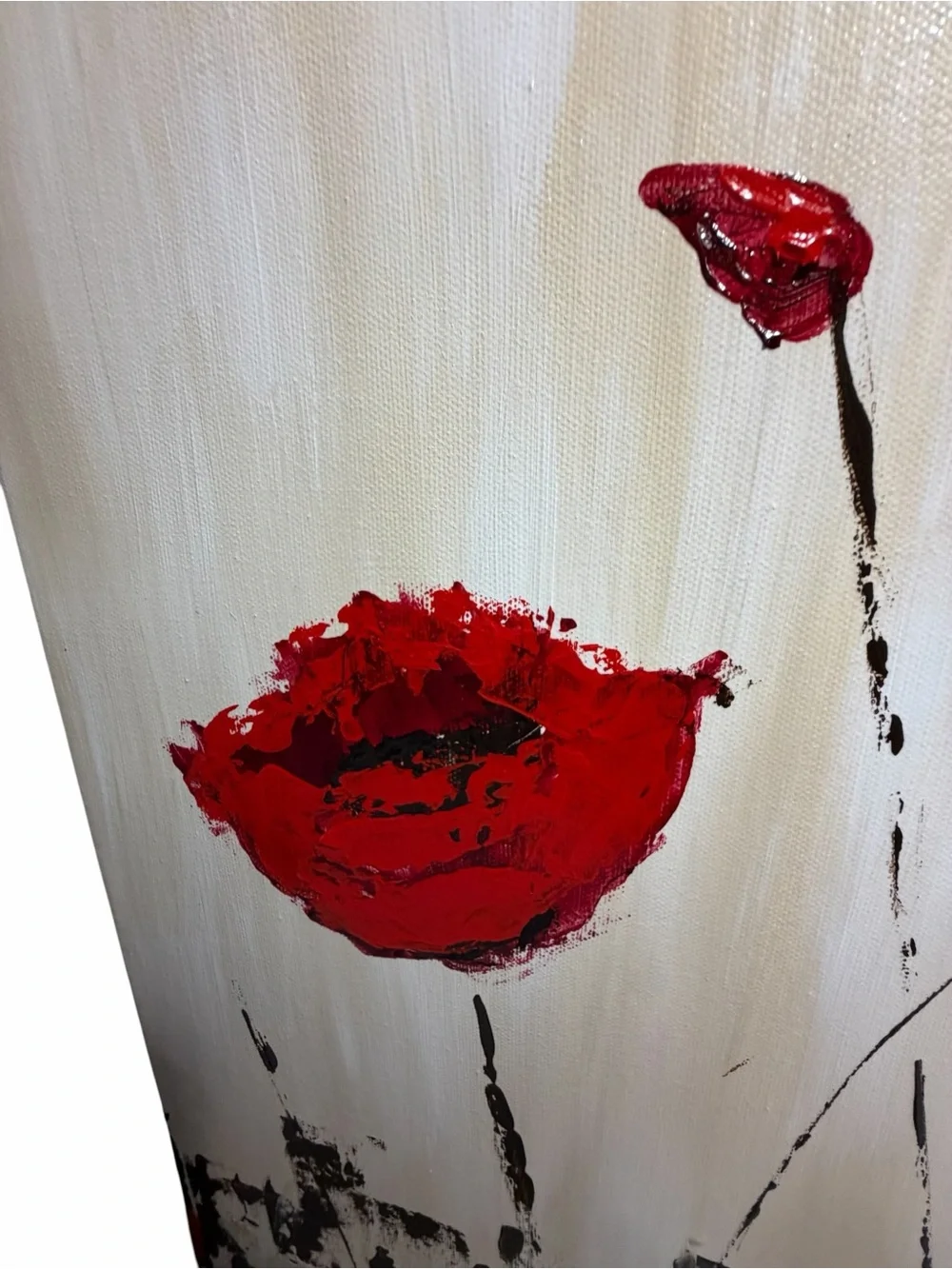Original Artwork Acrylic on Canvas Bold red poppy Textured Painting 16x20